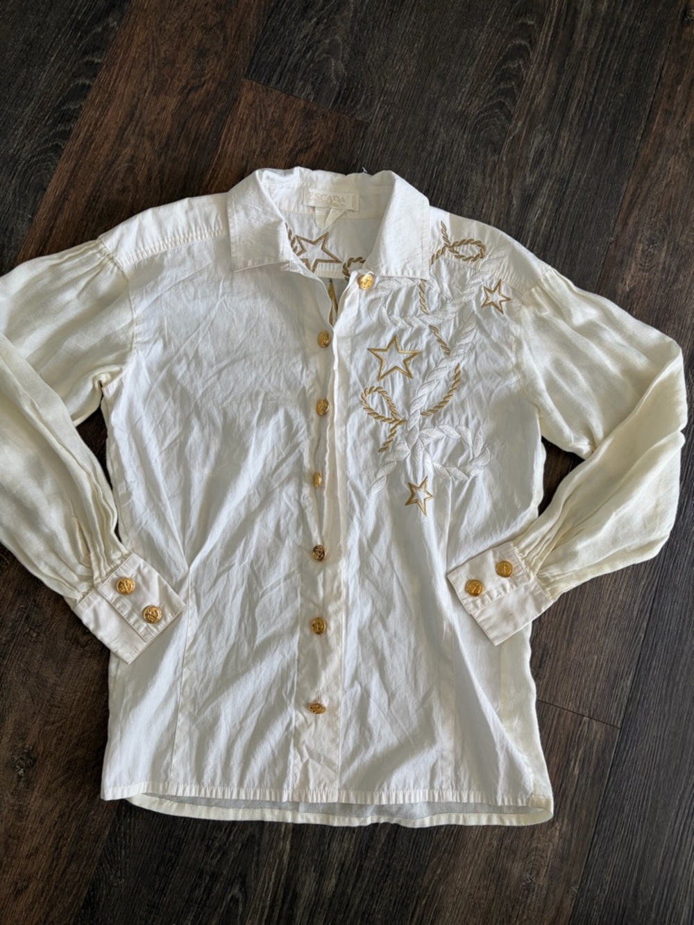Vintage Escada blouse with gold embroidery